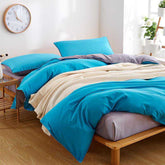 Luxury Reversible Bright Blue and Grey Duvet Set